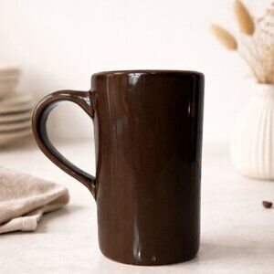 Pottery Barn Studio Tall Coffee Mug Cocoa Brown Barbara Eigen Modern Minimalist